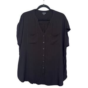 Torrid Black Button Up Blouse Top Shirt Plus Size Short Sleeve